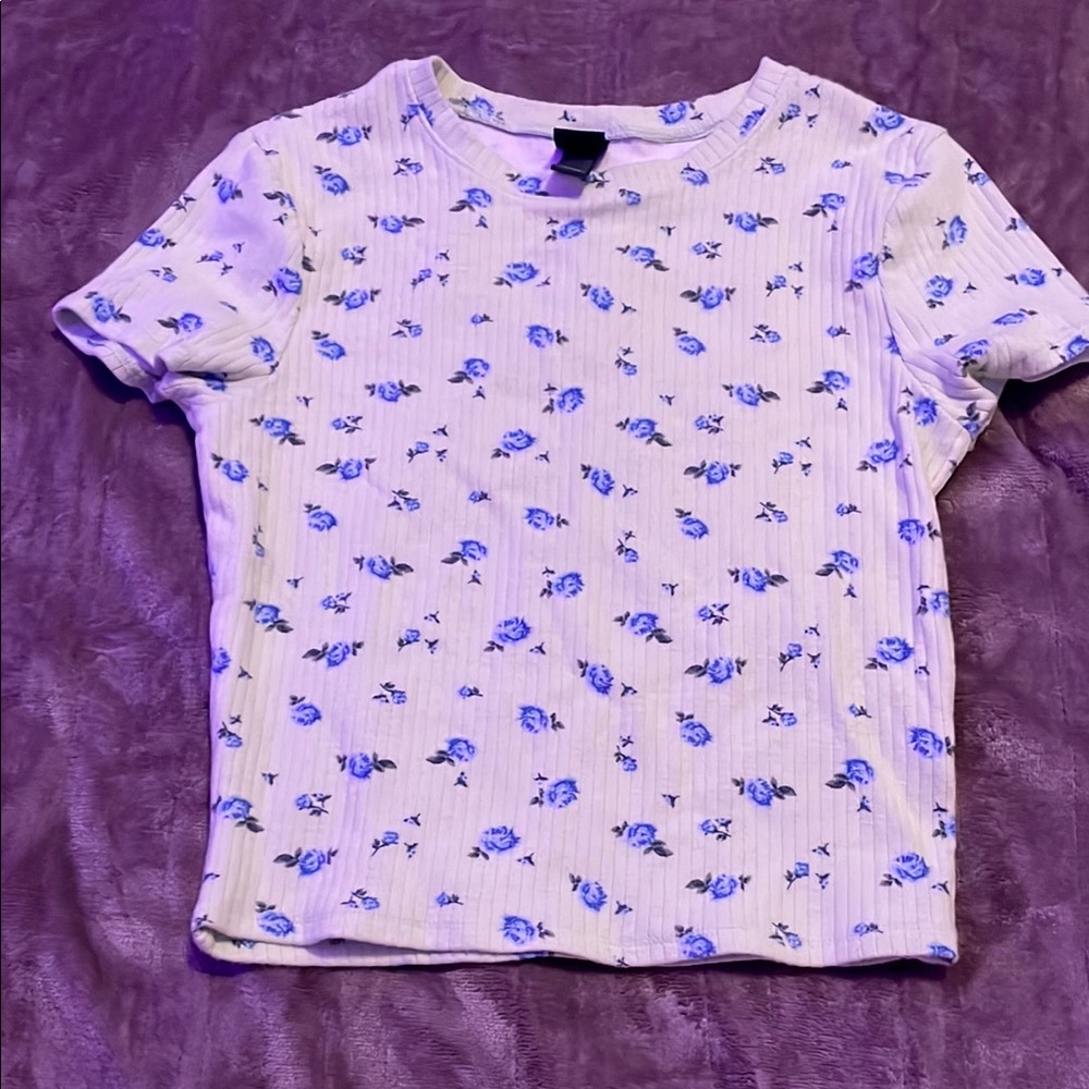 Floral Kids Shirt - White and Blue